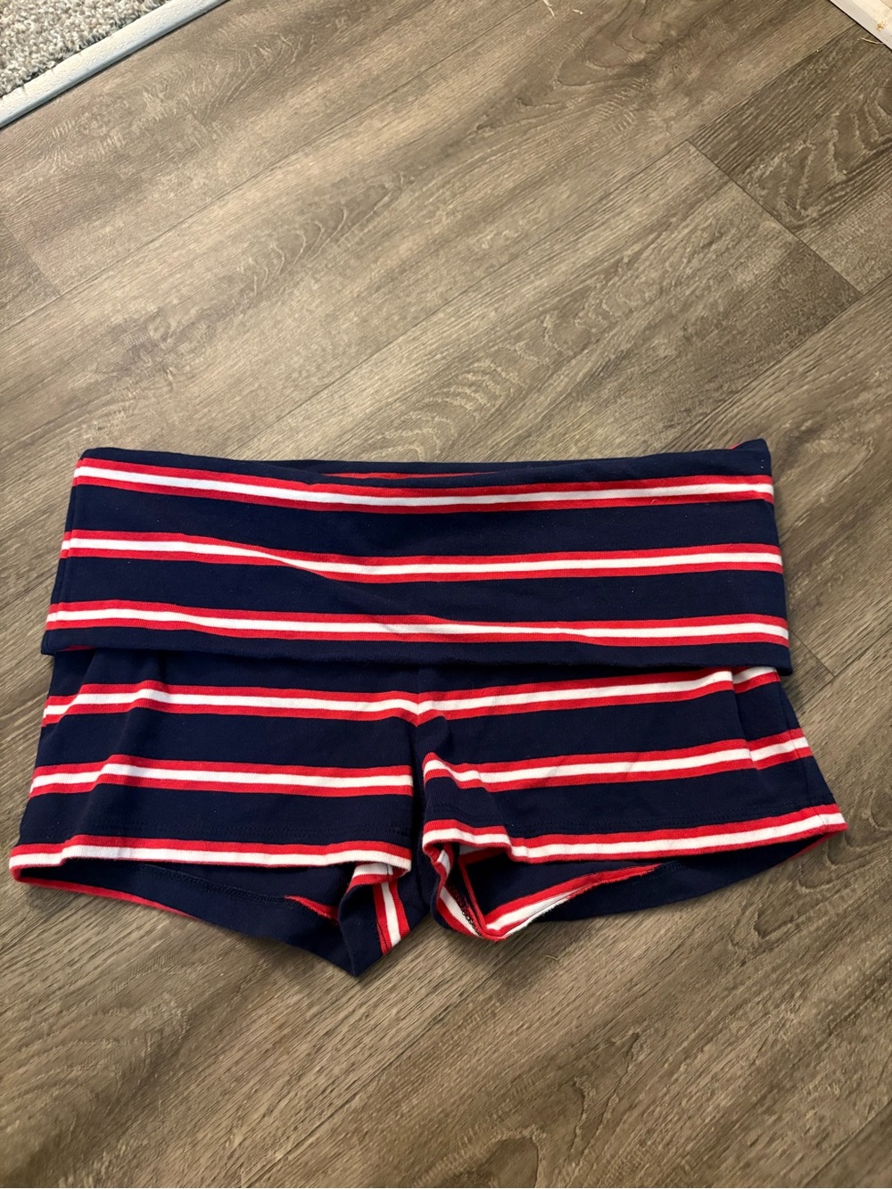 wild fable Navy Red White Striped Fold-Over Bike Shorts